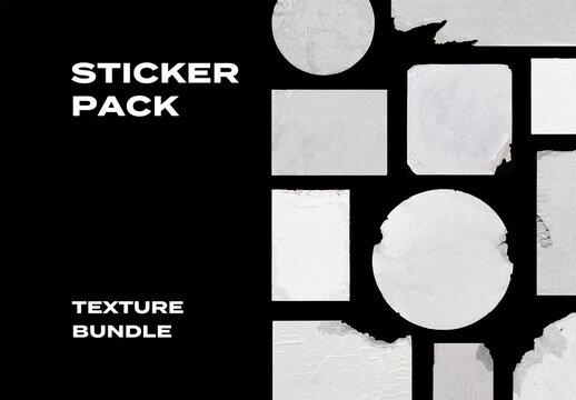 Sticker Logo Logotype Paper Pieces Overlay Texture Pack Bundle Effect Surface Mockup