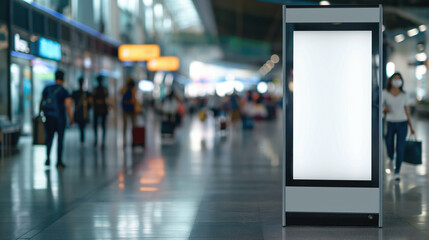 Blank screen mock up at station. Generative AI.