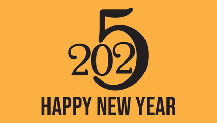 2025 number design template. 2025 Happy New Year logo text design. Christmas collection of 2025 Happy New Year. Vector illustration with black labels logo for diaries, notebooks, calendars.	