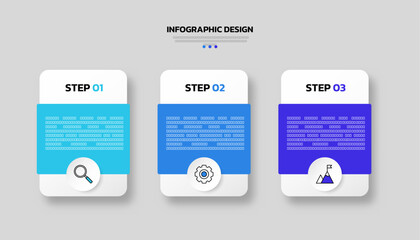 Modern infographic design template with 3 options or steps