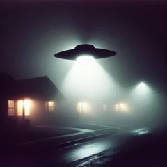 Poster UFOs (Unidentified Flying Objects) visit us in misty nights © robfolio