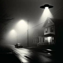 Outdoor kussens UFOs (Unidentified Flying Objects) visit us in misty nights © robfolio