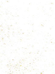 Abstract doted and confetti golden glitter and dust particles splatter on transparent background. Dust golden grunge background. Vector illustration.