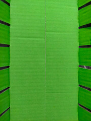 green cardboard background with tabs on the sides