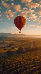 Hot air balloon ride over a city