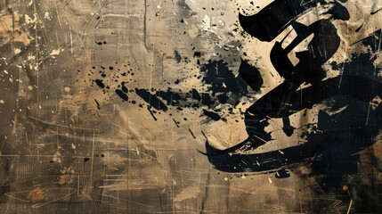 Fototapeta premium Abstract vintage Japanese golden background with black paint splashes