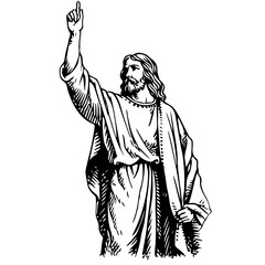 Fototapeta na wymiar Jesus raised his hand