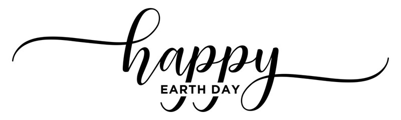 Happy Earth Day &ndash; Calligraphy brush text banner with transparent background.