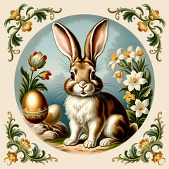 Happy Easter card in vintage style - 749342343