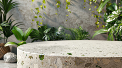 concrete podium for display product. Background for cosmetic product branding, identity and packagin