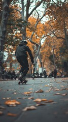 Rollerblading in a city park