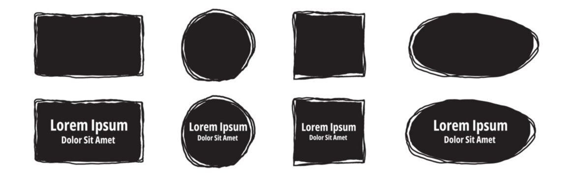 sketch doodle frame border hand drawing style rectangle and circle frame