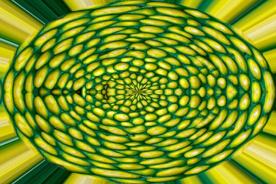 Sfondo astratto con motivo psichedelico nei toni del verde e del giallo 1474