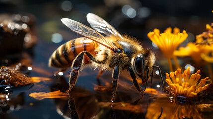 Vibrant Macro Wildlife: Close-Up Views of Insects, Bees, Flowers, and More in Nature's Splendor - Explore the Beauty of Summer Gardens in Full Bloom, generative AI