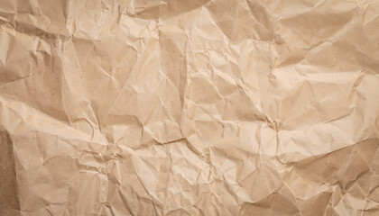 Fototapeta premium crumpled craft paper texture abstract background; copy space for card concept
