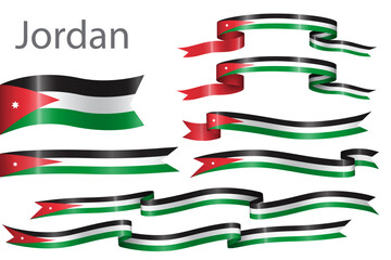 set of flag ribbon with colors of Jordan for independence day celebration decoration
