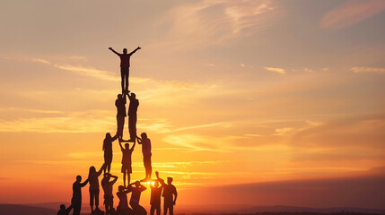 Pirâmide humana para o sucesso 