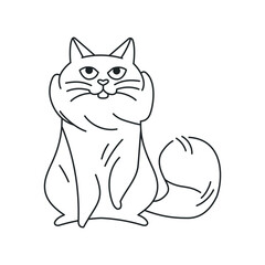 The cat is sitting color element. Cartoon cute animal.