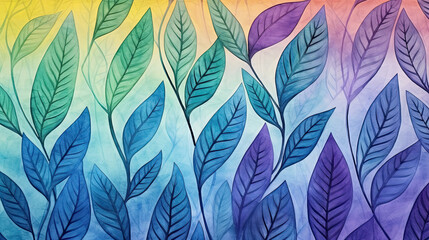 Abstract batik art pattern leaf watercolor in pastel lime green color gradient texture background 