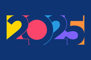 2025 Happy New Year, colorful design vector. trend new year 2025 template	