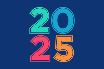 2025 Happy New Year, colorful design vector. trend new year 2025 template	