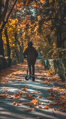 Scooter ride in a park 