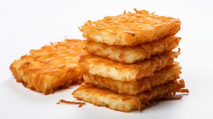 crispy hash browns isolated on white background