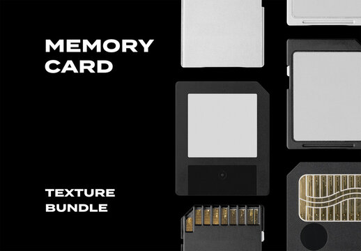 Memory Card Flash Drive SSD HDD Overlay Texture Pack Bundle Effect Surface Mockup