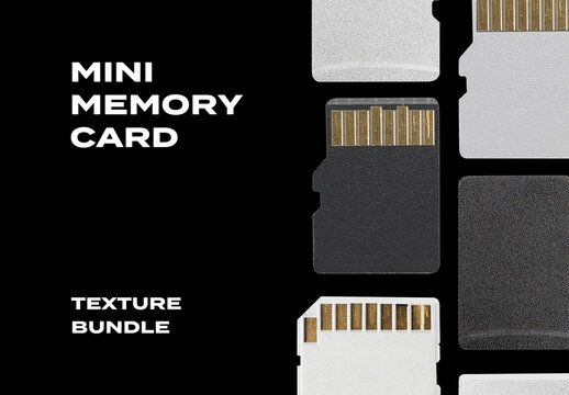 Memory Card Flash Drive SSD HDD Overlay Texture Pack Bundle Effect Surface Mockup