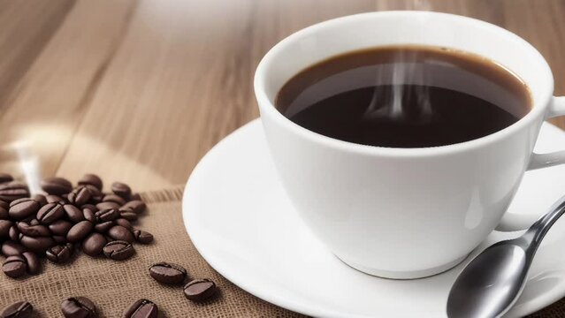 cup of coffee beans seamless looping 4k animation video background