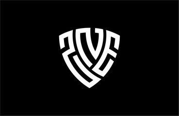 ZNE creative letter shield logo design vector icon illustration