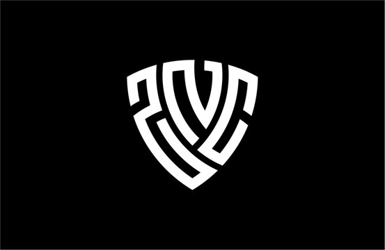 ZNC creative letter shield logo design vector icon illustration
