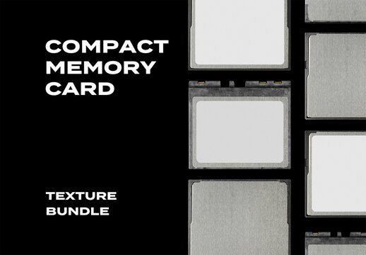 Compact Memory Card Flash Drive SSD HDD Overlay Texture Pack Bundle Effect Surface Mockup