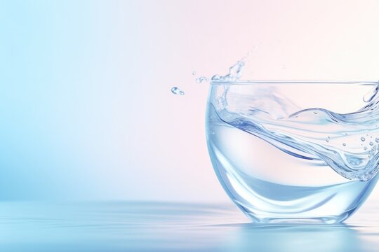 Close up view of splash of clear drinking water in a cup.  Generative Ai.