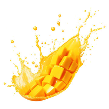 Mango juice splash isolated on transparent background Remove png, Clipping Path, pen tool