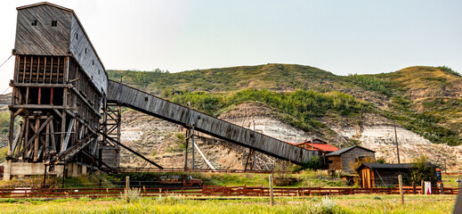 Bridge, buildings and area of the National Historic Site Atlas Coal Mine, Alberta, Canada