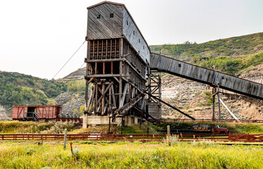 Bridge, buildings and area of the National Historic Site Atlas Coal Mine, Alberta, Canada
