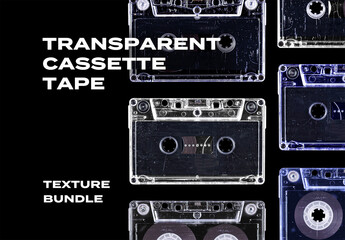 Transparent Cassette Tape Case Retro Music Overlay Texture Pack Bundle Effect Surface Mockup