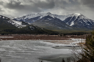 Ice breaking up. Banff National Park, Alberta, Canada