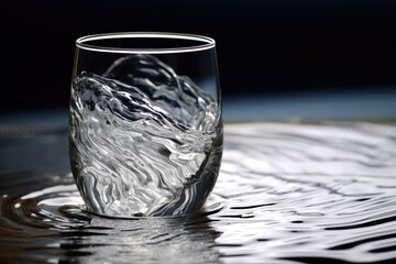 Close up view of splash of clear drinking water in a cup.  Generative Ai.