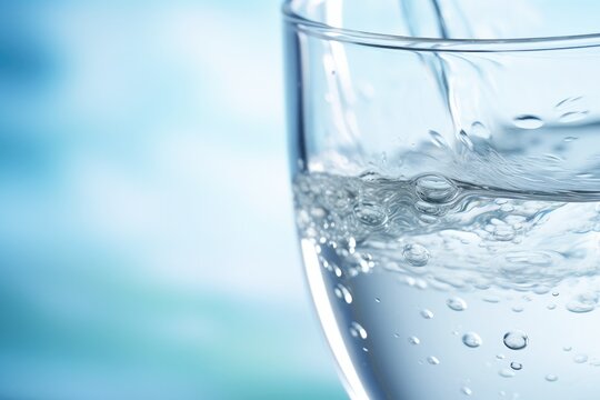 Close up view of splash of clear drinking water in a cup.  Generative Ai.
