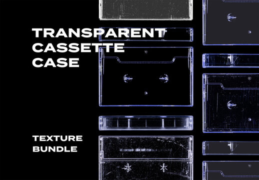 Transparent Cassette Tape Case Retro Music Overlay Texture Pack Bundle Effect Surface Mockup