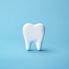 Pristine white tooth shining against a serene blue backdrop