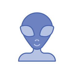 Blue duo tone Alien vector icon