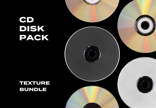 CD Disk Compact DVD Game Disc Music Overlay Texture Pack Bundle Effect Surface Mockup