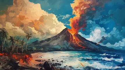 Summer day at the volcano  - obrazy, fototapety, plakaty