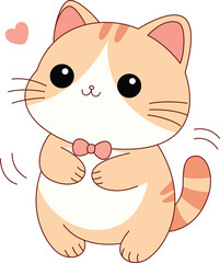 Cute cat is dancing illustration. Cute character design. Graphic elements for kids. Cartoon hand drawn style.