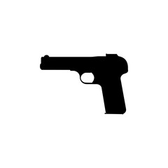 Silhouette of Hand Gun also known as Pistol, Flat Style, can use for Art Illustration, Logo Gram, Pictogram, Website or Graphic Design Element. Vector Illustration