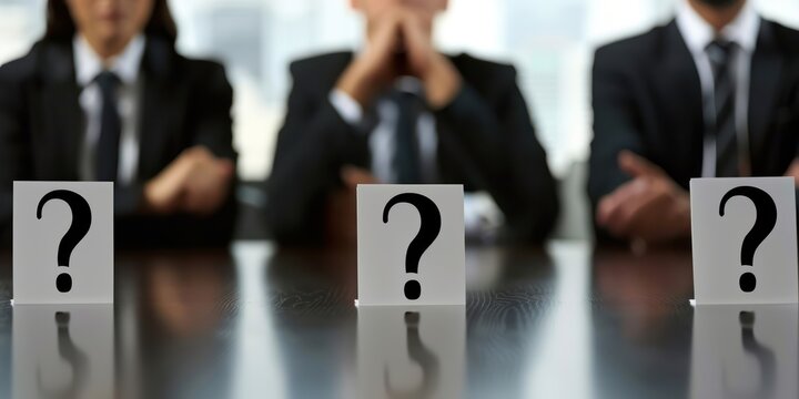 Question mark in front of business people, interview questions 
