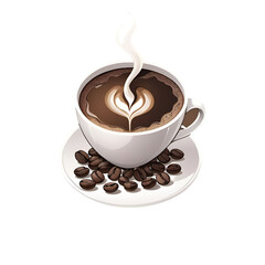 Obraz premium Cup of Fresh Coffee. Vector Illustration.. Decorative Design for Cafeteria, Posters, Banners, Cards 